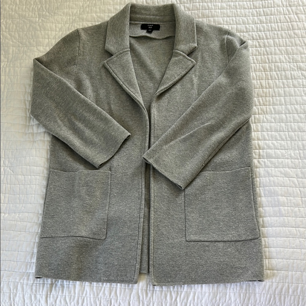 J. Crew 365 Sophie open front sweater blazer in light Heather gray. Size XS